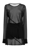 Sloan Exclusive Georgette Mini Dress With Shorts In Black