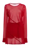 Sloan Exclusive Georgette Mini Dress With Shorts In Red