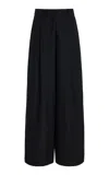 Sloan Exclusive Pleated Pinstriped Wool Wide-leg Trousers In Black