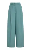 Sloan Exclusive Pleated Twill Wide-leg Trousers In Blue