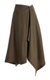 Sloan Exclusive Summer Wool Asymmetric Midi Skirt In Brown