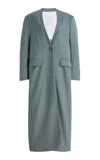 Sloan Exclusive The Long Collarless Twill Coat In Blue