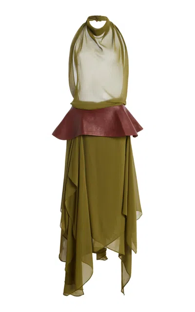 Sloan Exclusive The Scarf Belted Chiffon Midi Dress In Green