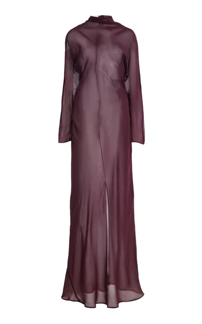 Sloan Exclusive The Sheer Turtleneck Maxi Dress In Purple