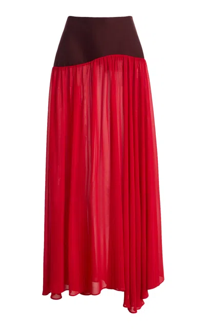 Sloan Exclusive Wave Chiffon Midi Skirt In Red