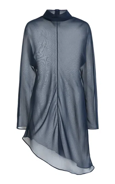 Sloan Exclusive Wave Chiffon Turtleneck Tunic In Blue