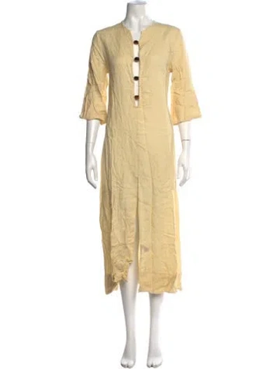 Pre-owned Sloan Linen Long Dress In Yellow