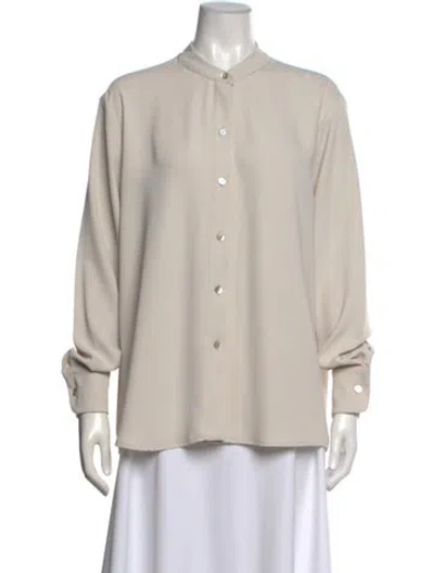 Pre-owned Sloan Long Sleeve Blouse In Neutrals