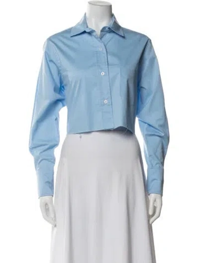 Pre-owned Sloan Long Sleeve Crop Top In Blue