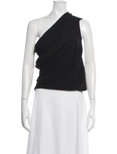 Pre-owned Sloan One-shoulder Sleeveless Top In Black