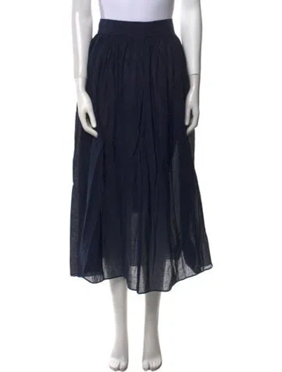 Pre-owned Sloan Pleated Accents Midi Length Skirt In Blue
