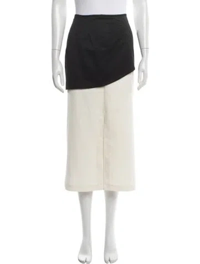 Pre-owned Sloan Pleated Accents Midi Length Skirt In Neutrals