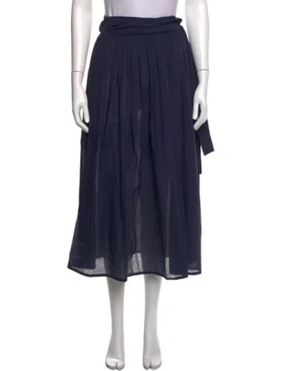 Pre-owned Sloan Ruffle Embellishment Midi Length Skirt In Blue