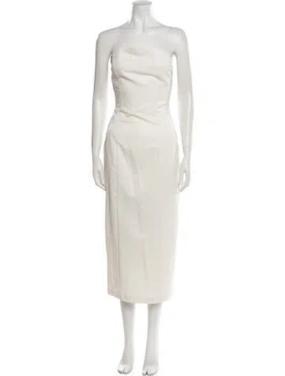 Pre-owned Sloan Strapless Midi Length Dress In Neutrals