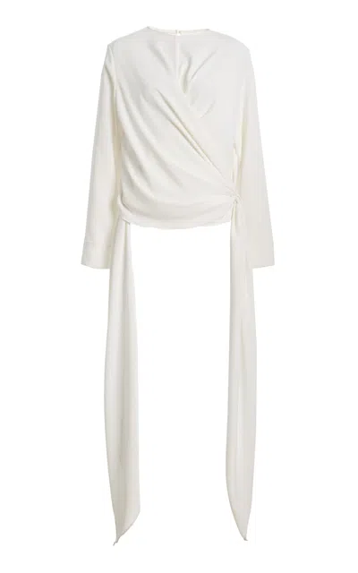 Sloan The Wrap Draped Chiffon Top In Ivory