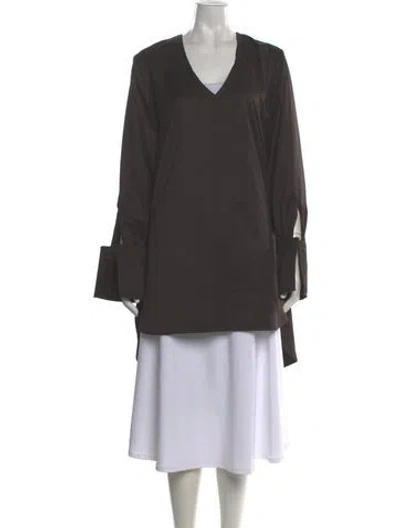 Pre-owned Sloan V-neck Long Sleeve Tunic In Gray