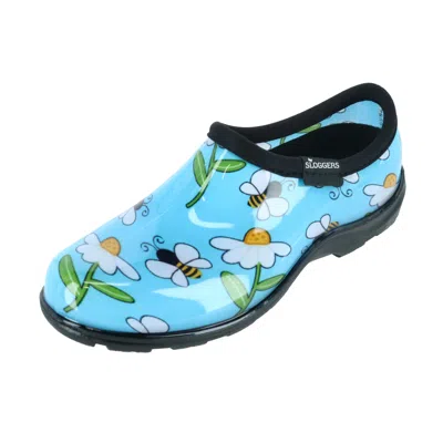 Sloggers Women's Bumble Bee And Flower Print Rain And Garden Shoes In Blue