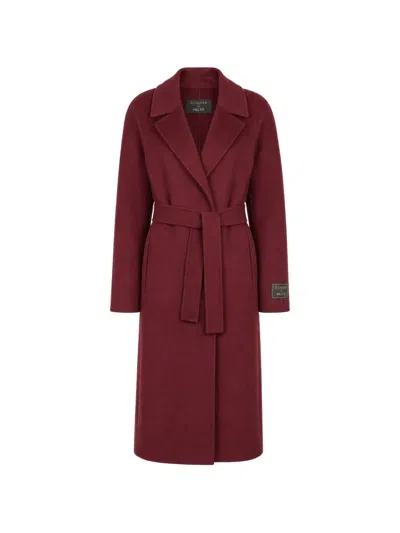 Slowear Belted Raglan-sleeve Coat In Red
