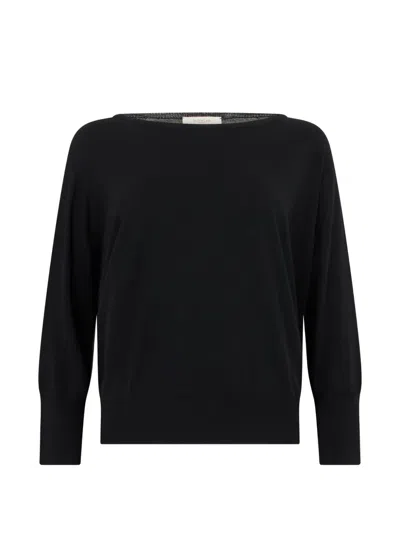 Slowear Boat-neck Long-sleeve Sweater In Black
