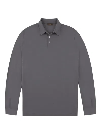 Slowear Button Closure Cotton Polo Shirt In Gray