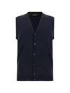 Slowear Button-front Knitted Vest In Blue
