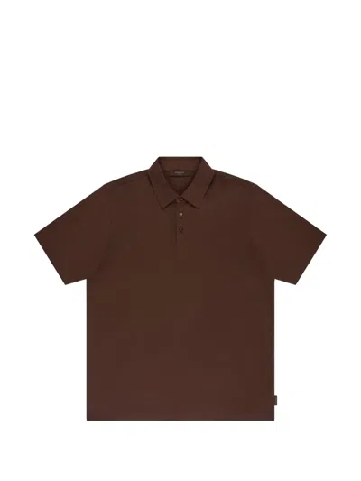 Slowear Button Jersey Polo Shirt In Brown