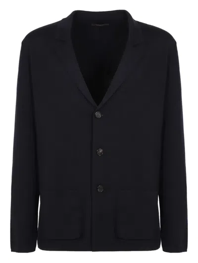Slowear Button Single-breasted Knit Blazer In Blue