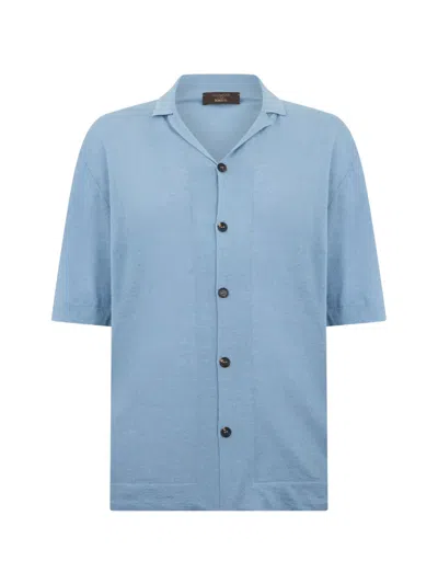 Slowear Buttoned Short-sleeve Knitwear In Blue
