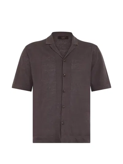 Slowear Buttoned Short-sleeve Knitted Shirt In Brown