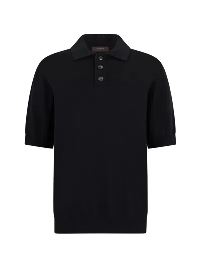 Slowear Buttoned Short-sleeve Knitwear In Black