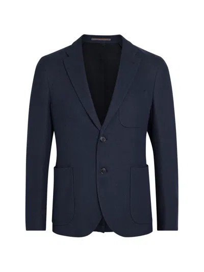 Slowear Textured Cotton Blazer In Blue