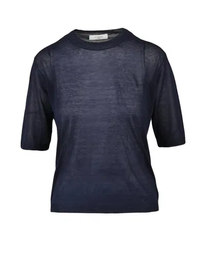 Slowear By Zanone Short Sleeve Knit - Blue In Black