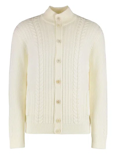 Slowear Cable-knit Button Cardigan In White