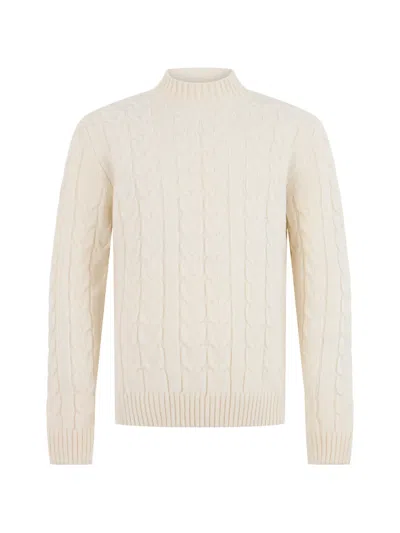 Slowear Cable-knit High-neck Sweater In Neutral