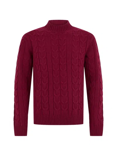 Slowear Cable-knit Mock-neck Sweater In Burgundy