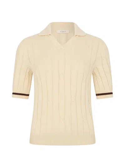 Slowear Cable-knit Polo Shirt In Metallic
