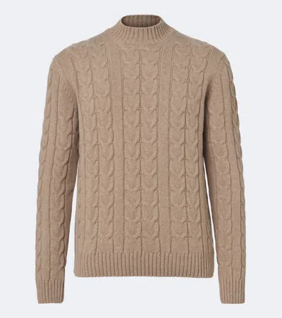 Slowear Cable-knit Virgin Wool Sweater In Brown
