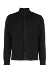 Slowear High-neck Button Cardigan In Black