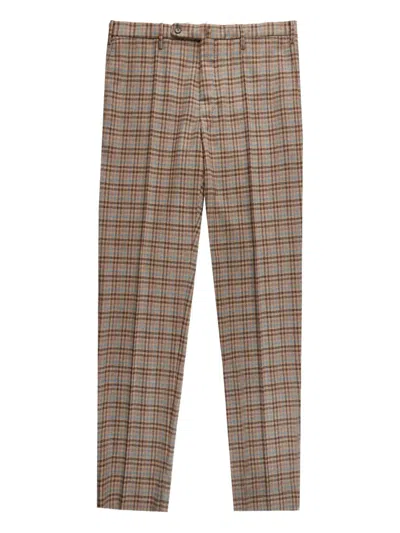 Slowear Check Pattern Wool Trousers In Brown