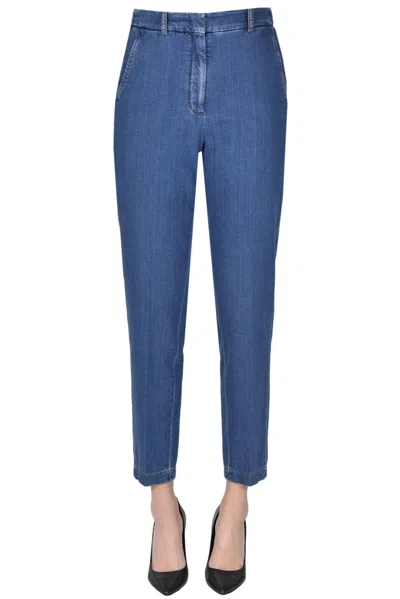 Slowear Chino Style Denim Trousers In Blue