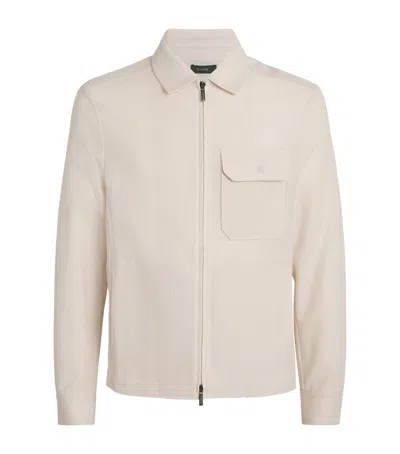 Slowear Collared Bomber Jacket In Ivory