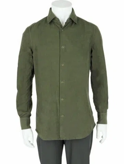 Pre-owned Slowear Corduroy Solid Button-up Top W/ Tags In Green