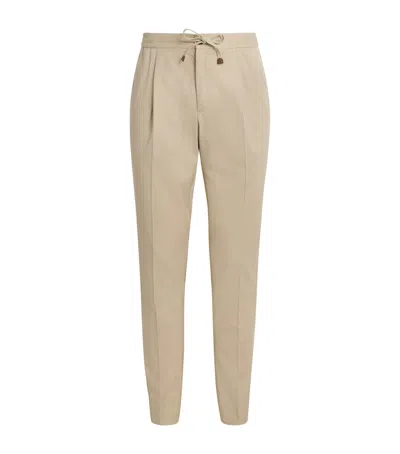 Slowear Cotton-blend Drawstring Tailored Trousers In Beige