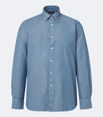 Slowear Cotton Chambray Shirt In Blue