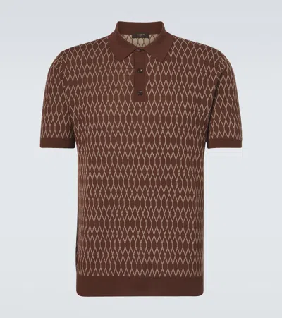 Slowear Cotton Jacquard Polo Shirt In Brown
