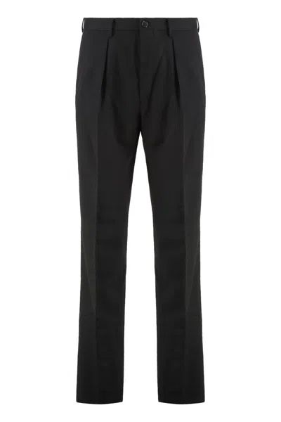 Slowear Pleated Cotton Trousers In Black