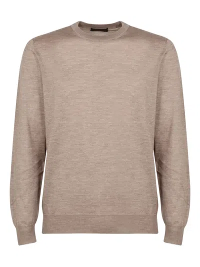 Slowear Crew-neck Cotton Sweater In Brown