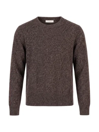Slowear Crew-neck Flecked Sweater In Brown