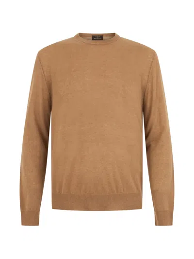 Slowear Crew-neck Long-sleeve Sweater In Brown