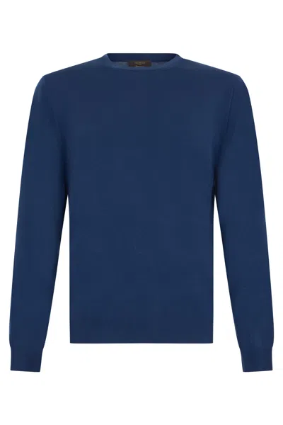 Slowear Crewneck Virgin Wool Sweater For Men In Blue